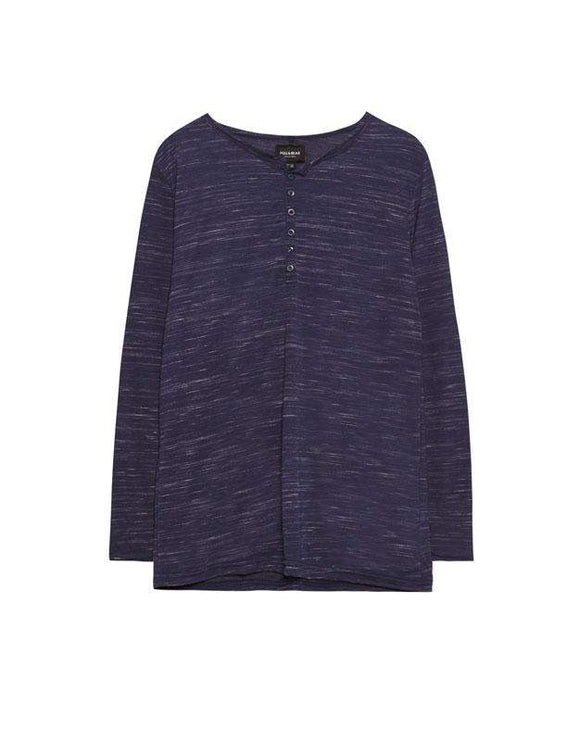 Long sleeve T-shirt with buttoned collar