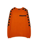 Orange sweatshirt with chequered flag print