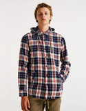 Checked flannel shirt with hood