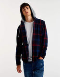 Checked flannel shirt with hood