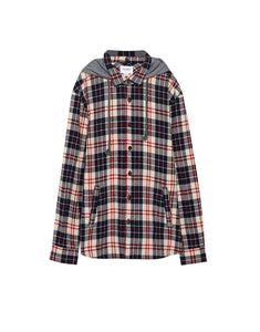 Checked flannel shirt with hood