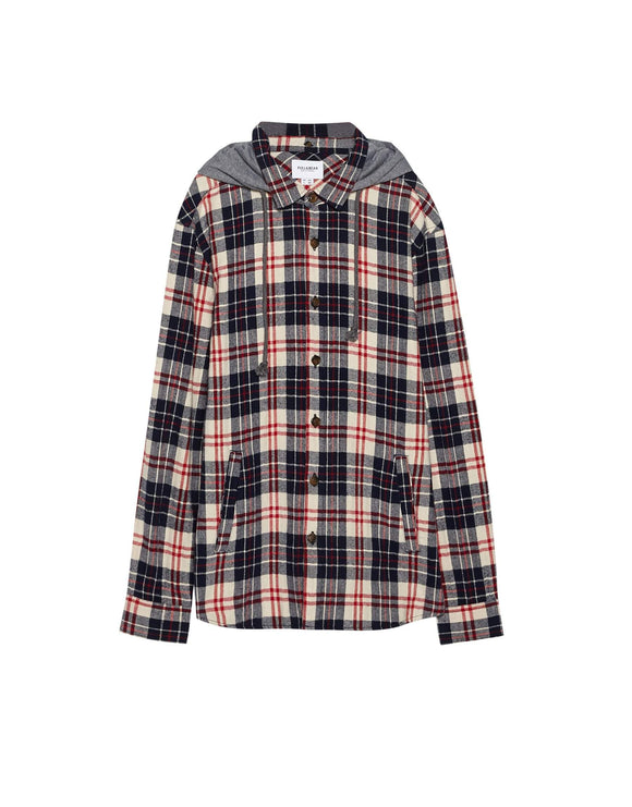 Checked flannel shirt with hood